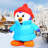 Christmas Inflatables 6 FT Tall Christmas Penguin Inflatables Wearing Clothes with Built-in LED Light