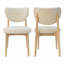 Chaise de salle à manger beige rembourrée de style milieu du siècle, avec revêtement en lin et structure en chêne-1844959047