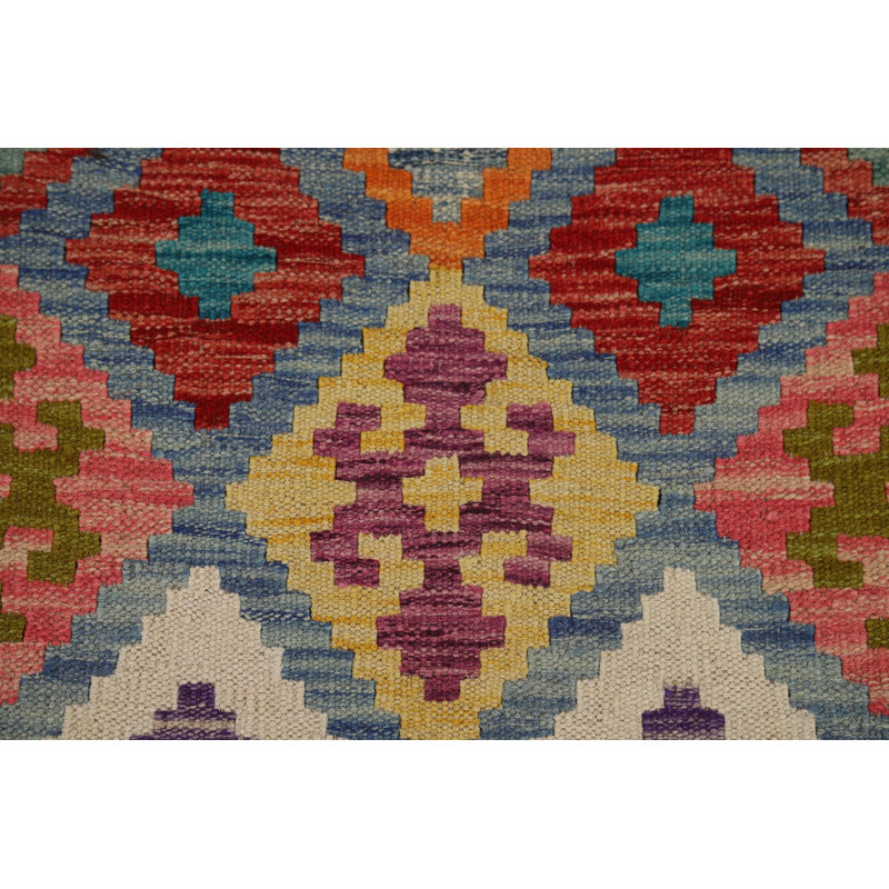 Tapis géométrique en laine à motif treillis all-over 8 x 10