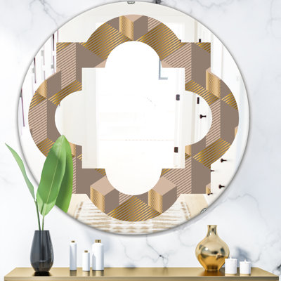 Miroir mural sans cadre en forme de V Quatrefoil