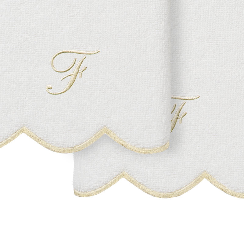 Ensemble de serviettes à main personnalisables 2 pièces Linorn Home Textiles 100% coton turc ADORNIA, F, Blanc / beige
