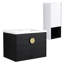 Meuble-lavabo contemporain avec lavabo en céramique et unité latérale - Tablette de lavabo en contreplaqué style châtaignier noir-243508139