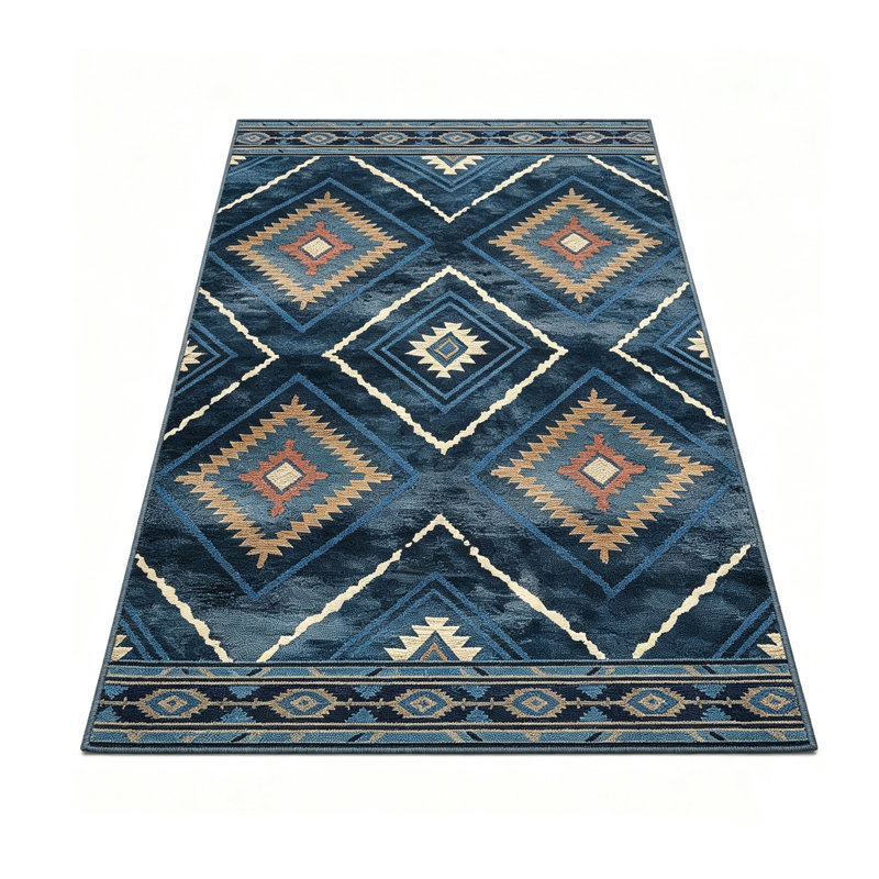 Rectangle 90 cm x 150 cm Damask Area Rug