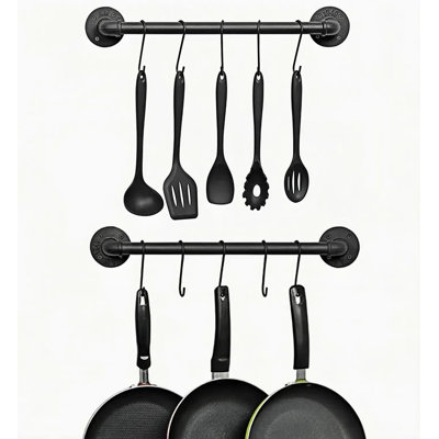 Porte-ustensiles de cuisine mural 21 po avec 10 crochets pour casseroles et poêles suspendus 21 po Gourmet