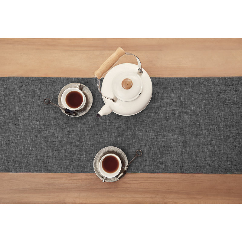 100% Pure Linen Table Runner - Athena, Charcoal Gray, 54" x 14"