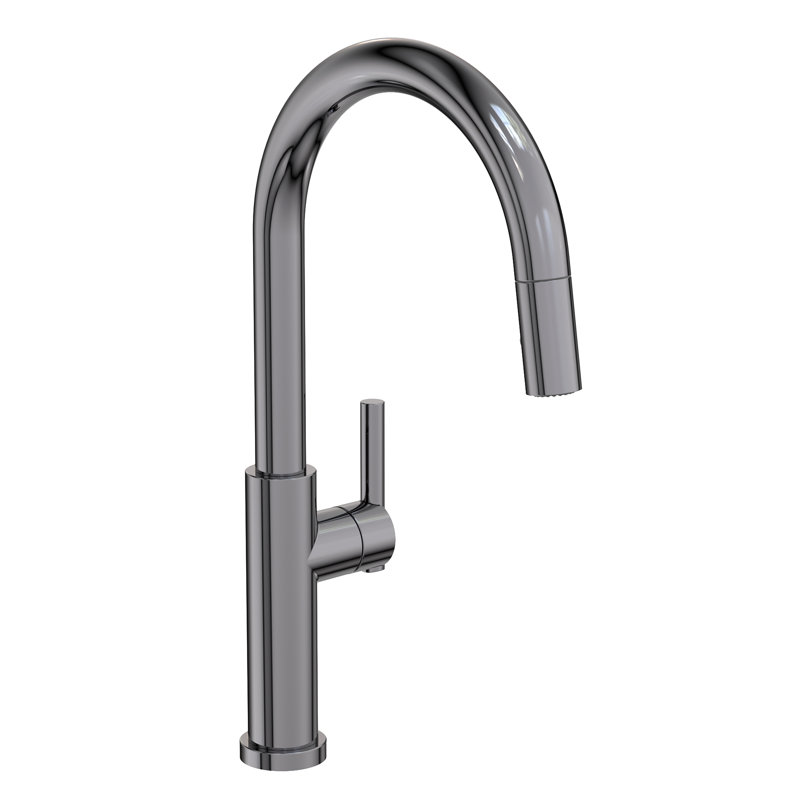 East Linear Pull Down Single Handle Kitchen Faucet, Midnight Chrome