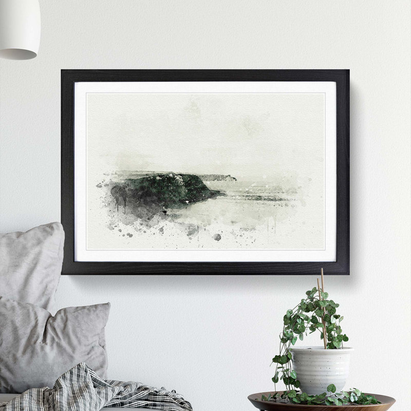 Port Mulgrave in North Yorkshire in Abstract - Picture Frame Graphic Art Print, 40cm H x 60cm W x 2cm D, Black