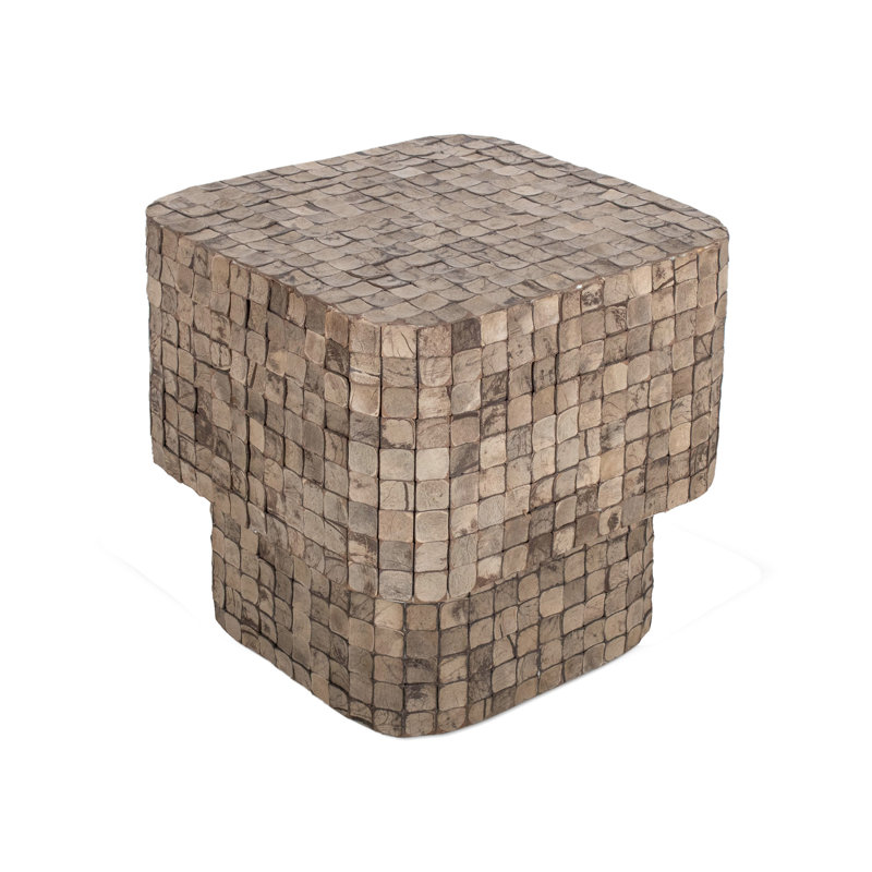 Klenk Square Coconut Shell Side Table, Gray