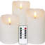 Flameless Flickering Candles with Remote, 3D Wick Real Wax Battery Operated White Pillar Candles with Timer Set of 3 for Home Wedding Party Christmas Decoration (D3” x H4”5”6”) White