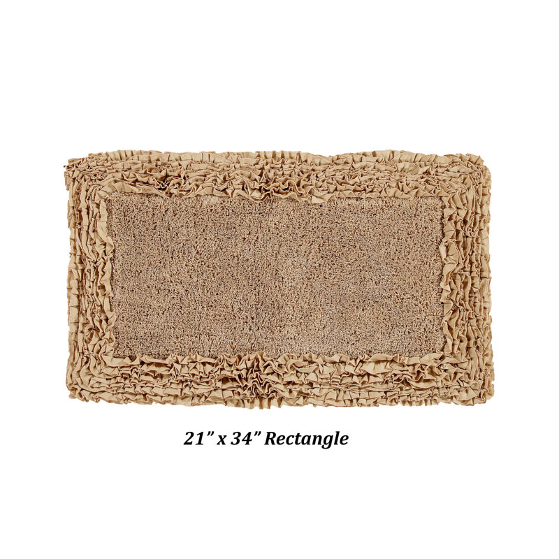 Aveliss 100% Cotton Tufted Bath Rug with Spray Latex Backing Machine Washable Luxurious Ruffle Border Ultra Soft and Absorbent Bathroom Rug