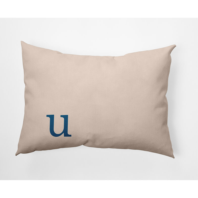 Coussin décoratif intérieur / extérieur Modern Monogram, Beige / bleu