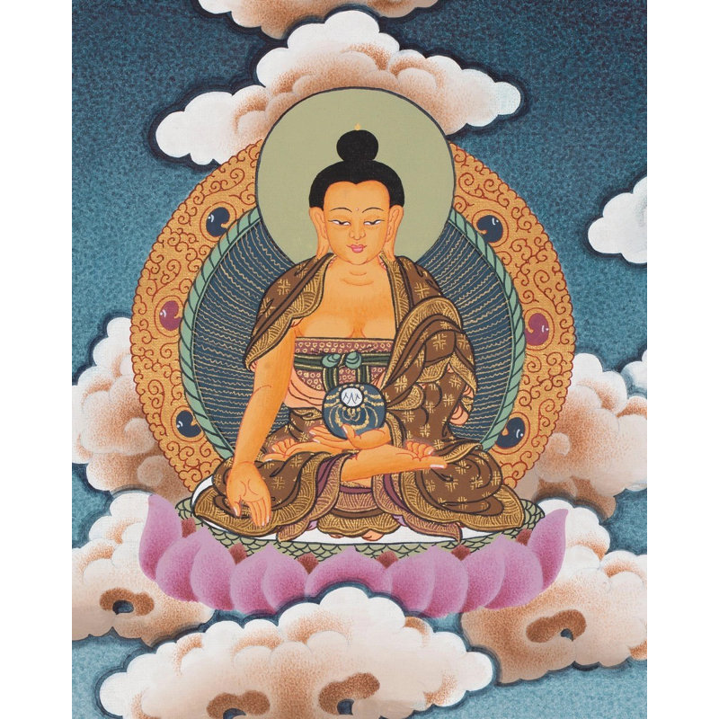 Large Chengrizig With 5 Buddhas (Brocadeless Thangka)