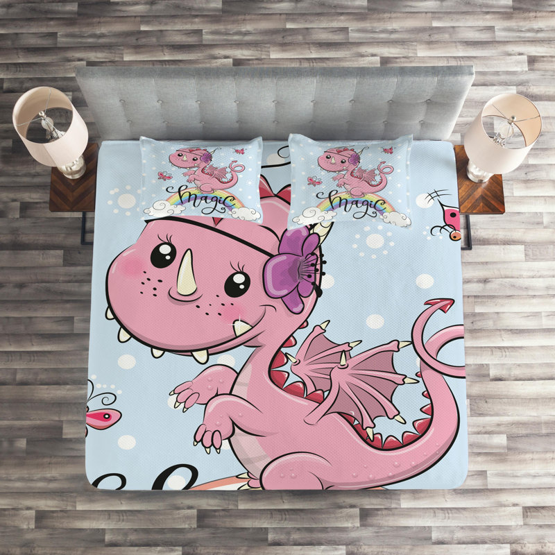 Dragon Polyester Coverlet, King Bedspread + 2 Shams