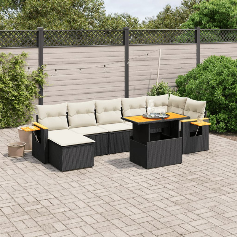 Ensemble d'accoudoirs réglables en rotin PE noir 8 pièces Vidaxl