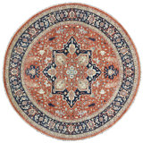 Hand Knotted Wool Area Rug in Red And Navy