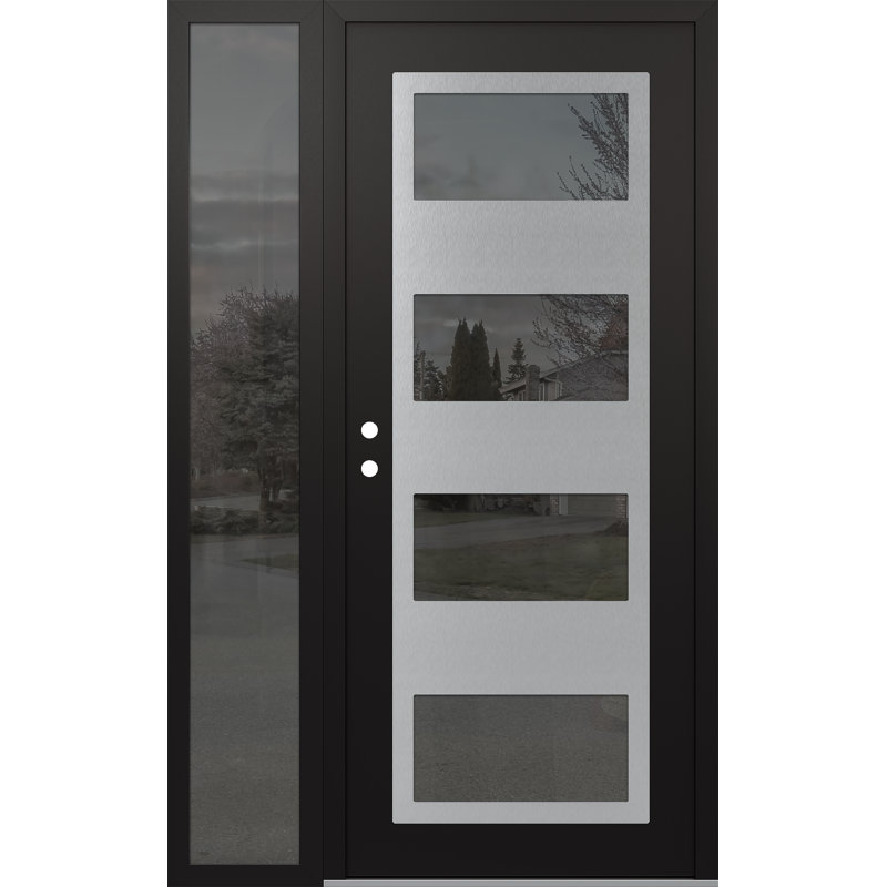 Porte d'entrée avant pré-montée Sidelite, L 53,25 po x H 81,69 po, Oui, Miroitant