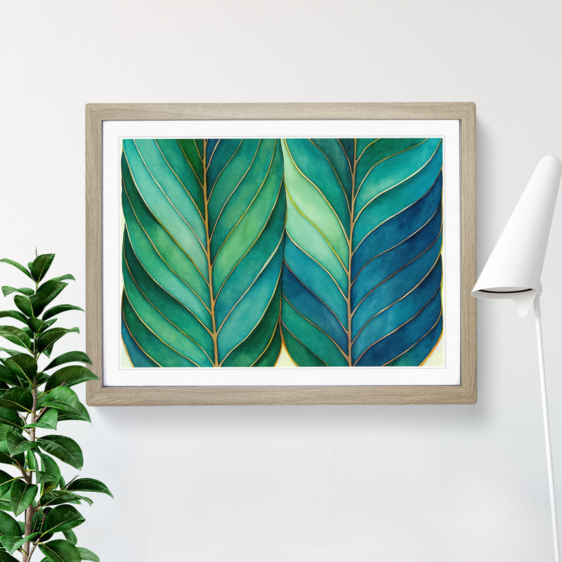 Explosive Leaf - Single Picture Frame Print, 25cm H x 34cm W x 2cm D, Oak Framed