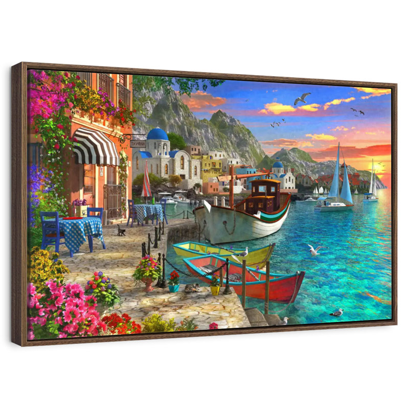 Grandios Grèce, 25 po x 17 po, Cadre flottant noyer