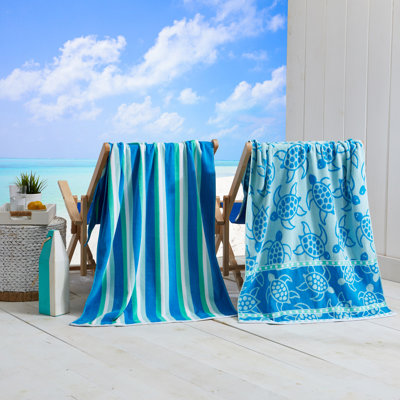 100% Cotton Jacquard Printed 2 Pack Beach Towels