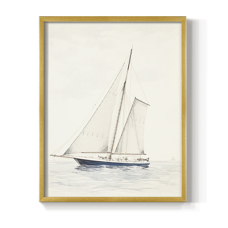 Impression nautique rétro I, reproduction encadrée - bois massif, H 11 po x l 9 po, Doré