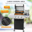 Barbecue au propane liquide à 3 brûleurs avec brûleur latéral et armoire Sapphome