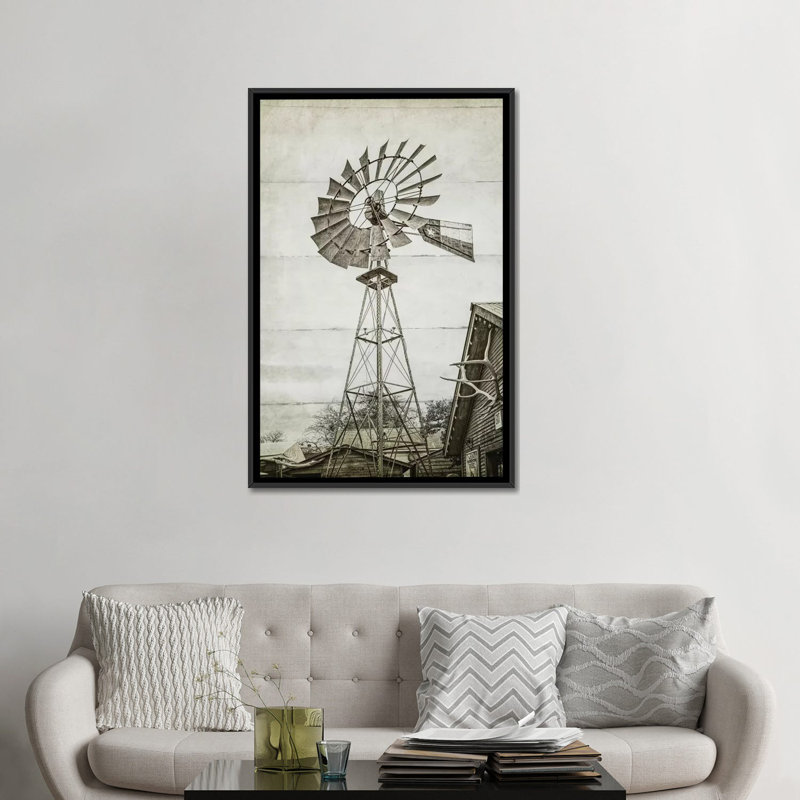 « eolienne water pump », photographie sur toile, H 26 po x l 18 po x P 1,5 po, Toile avec cadre noir