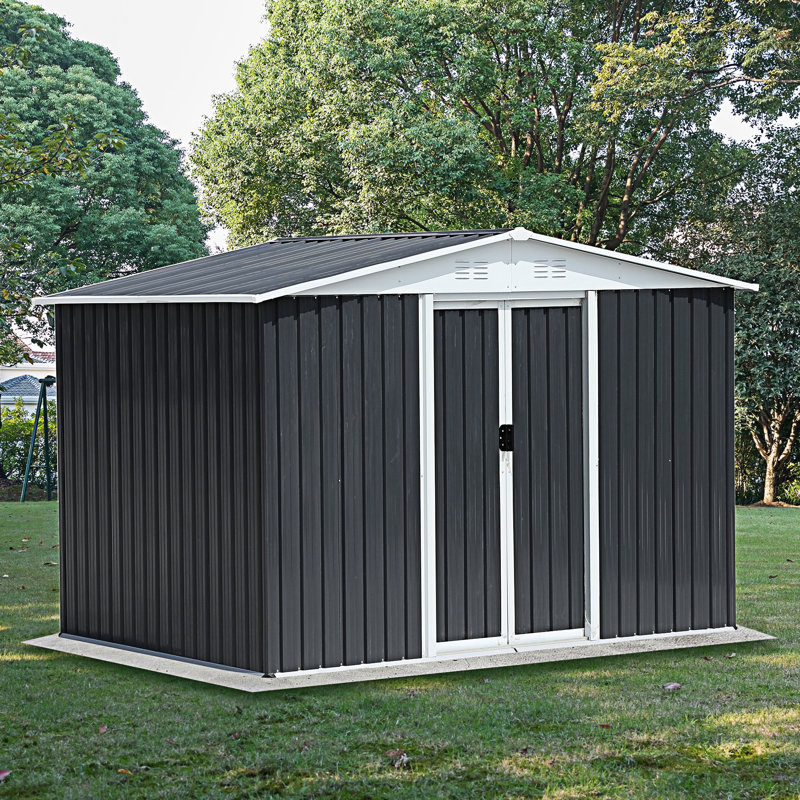 Abri de jardin avec porte coulissante, Gris