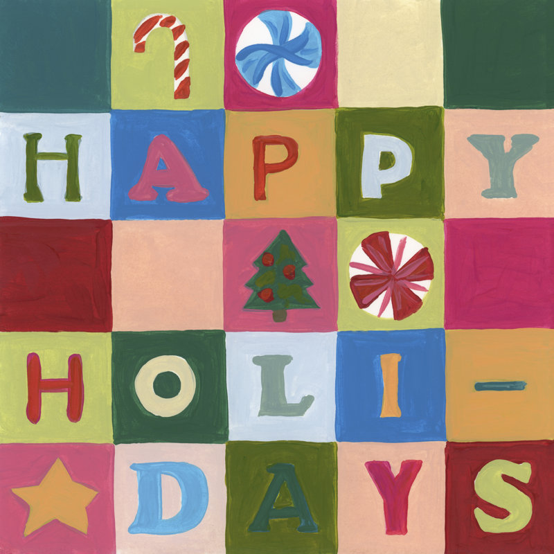Temilayo Holiday Blocks II by June Erica Vess - Wrapped Canvas Print, 30 cm H x 30 cm W
