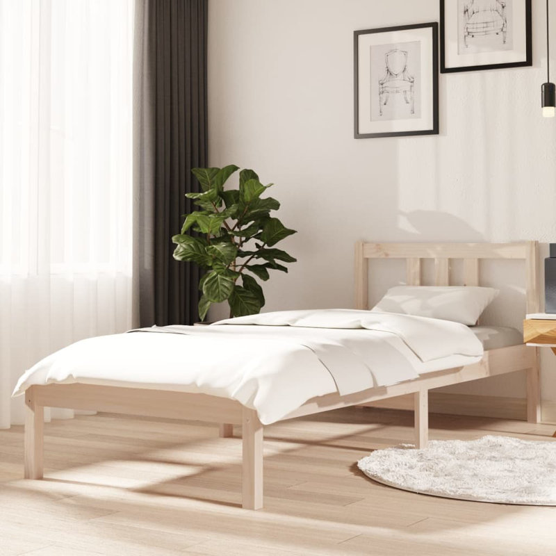 Bed Frame Solid Wood, natural, 75 x 190 cm