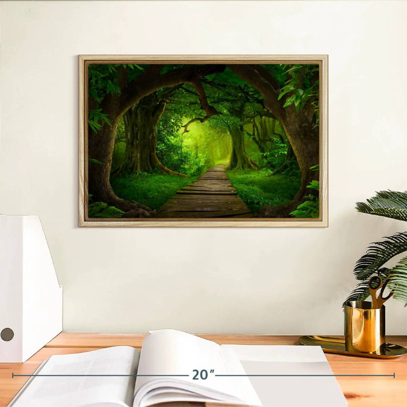 Forêt de fées, Cadre flottant en bois naturel, 13 po x 9 po