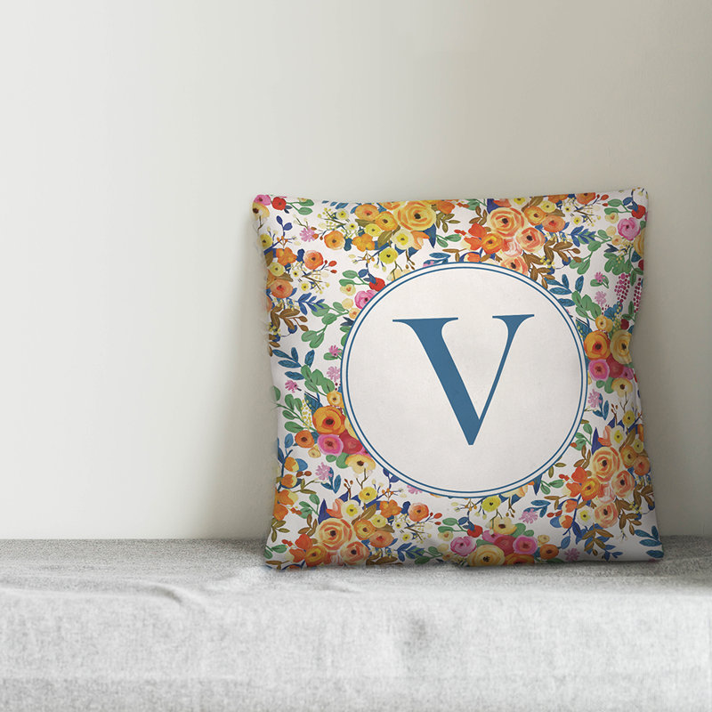 Floral Reversible Throw Pillow, V