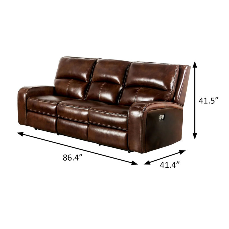 Canapé électrique 86 86 po, brun moyen, 86.4, Brun moyen