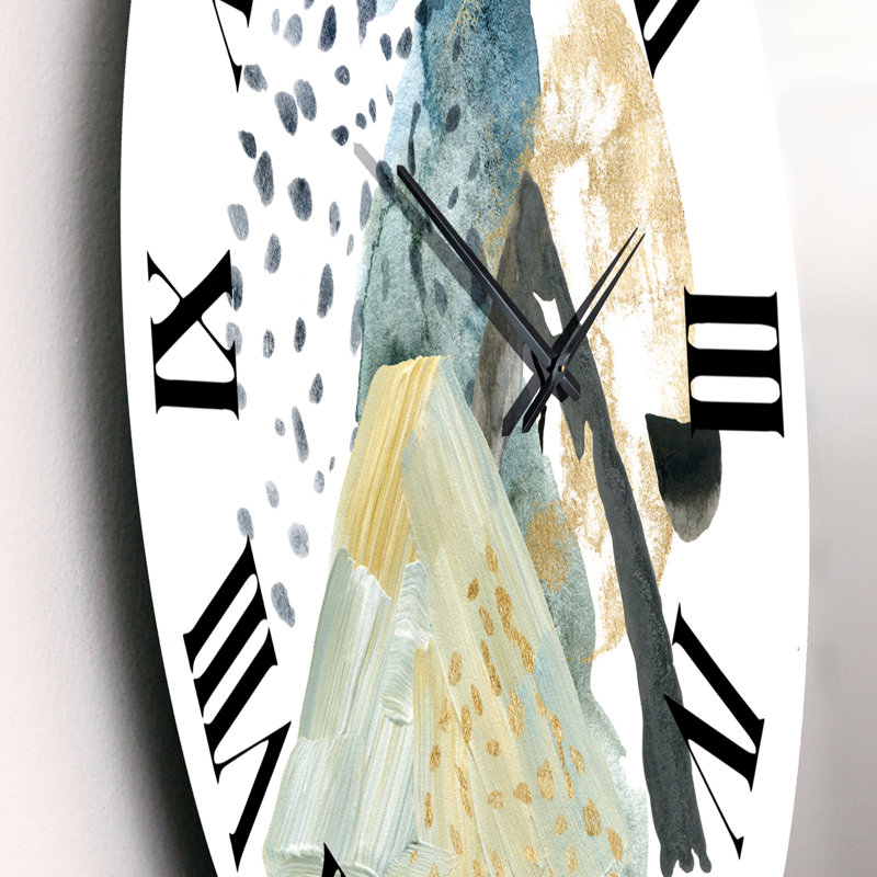 Gouache de paysage abstrait avec lune de montagne - horloge murale moderne, Petit