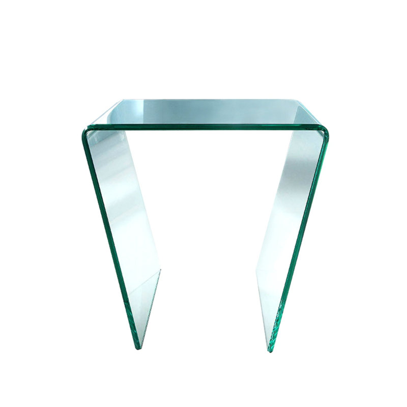 Donita Glass Top Sled End Table