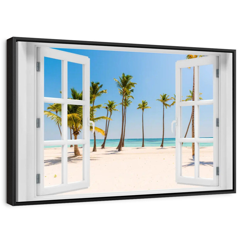 Fenêtre sur lys blanc, Cadre flottant noir, 43 po x 29 po