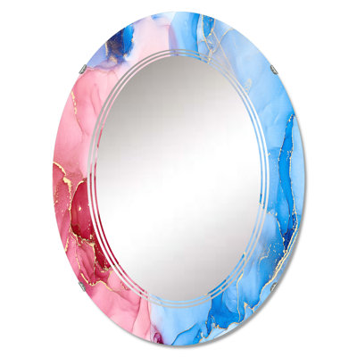 Bleu et mauve, luxe, abstrait, fluide, art III, miroir mural moderne