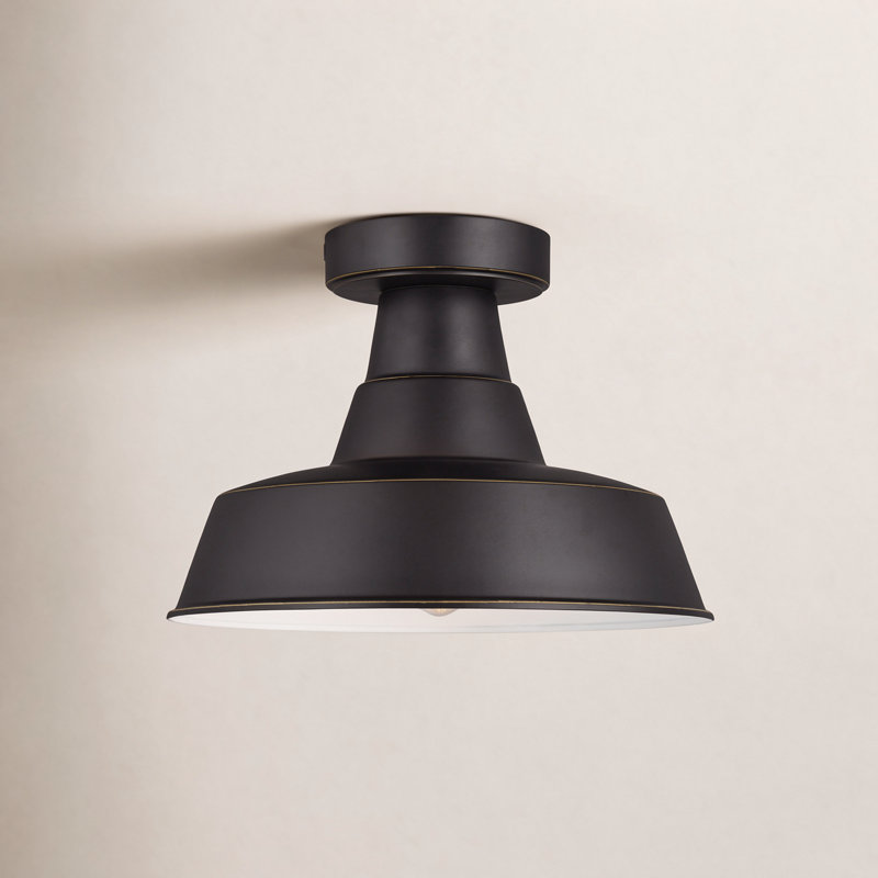 Blakeston 12'' W 1 - Bulb Outdoor Semi Flush Mount, Antique Bronze