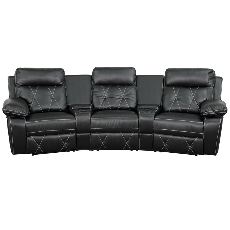 Ensemble de conversation inclinable 3 places Alexanndra, Similicuir noir