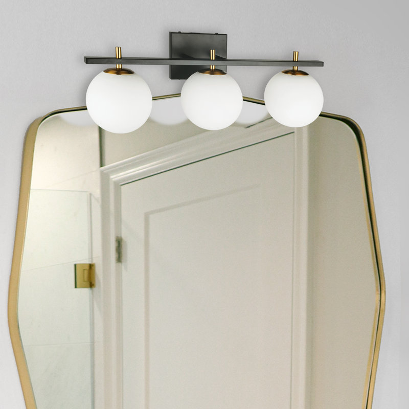 Éclairage pour meuble-lavabo à intensité variable 3 lumières Kadric, Noir mat / laiton vieilli