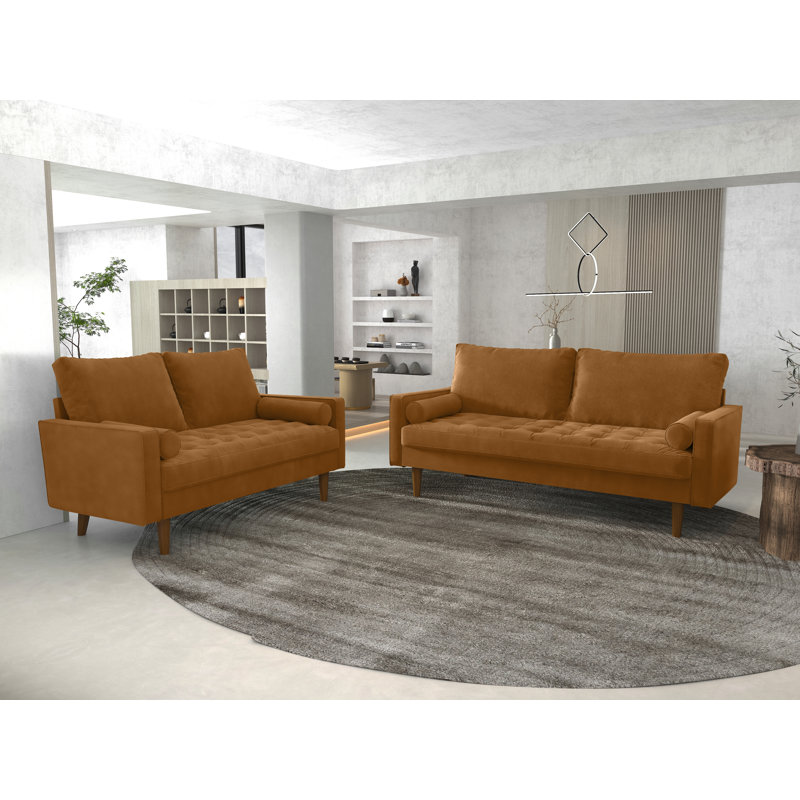 Ensemble de salon configurable en velours 2 pièces Drus