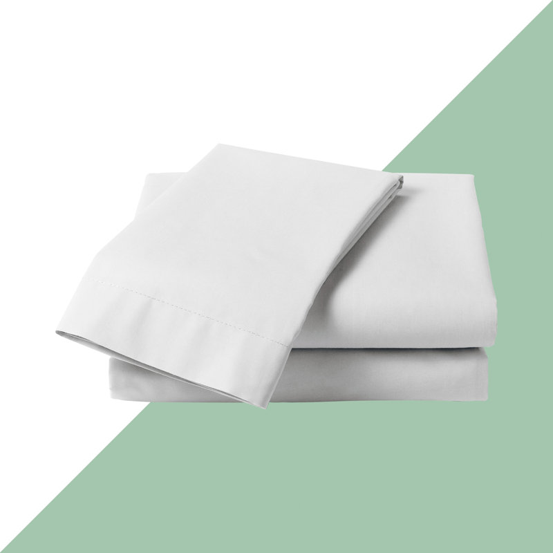 Cotton Blend Percale Fitted Sheet, Kingsize (5'), White
