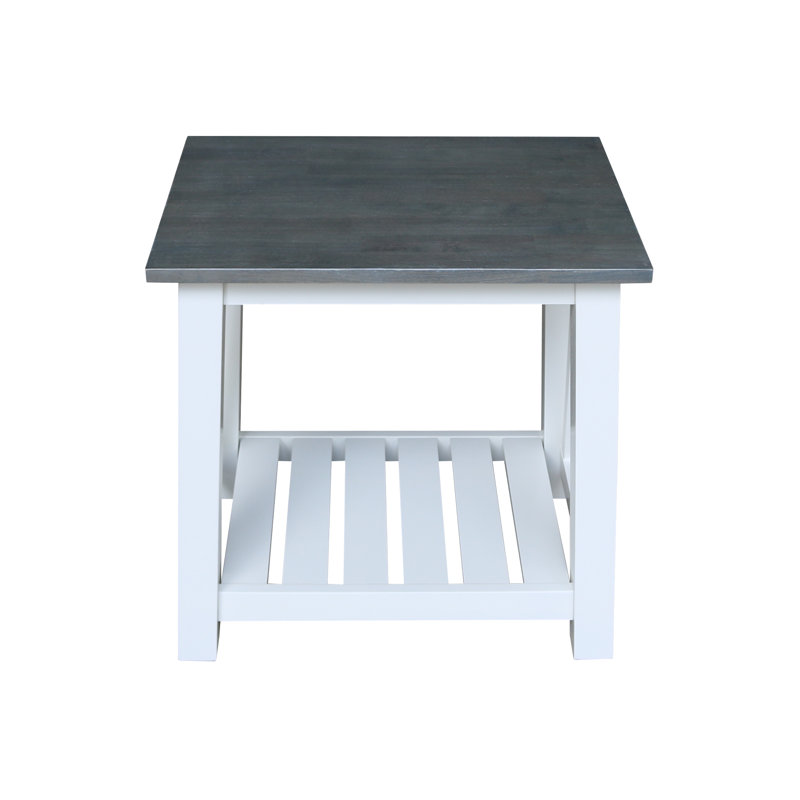 Table de bout Surrey, Plateau gris chiné / base blanche