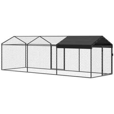 Grand poulailler en métal, poulailler d'extérieur avec housse imperméable anti-UV pour 3 à 5 volailles, également pour les lapins