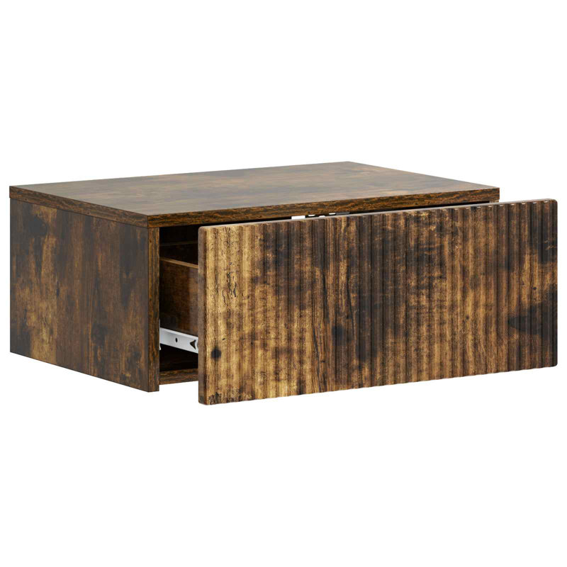 49cm W Manufactured Wood Bedside Table, Smoked Oak
