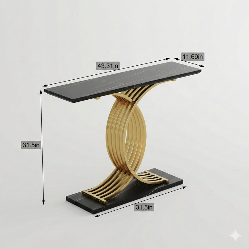 Decorative Foyer Table With Gilded Interwoven Metal Legs For A Premium Entryway Setting