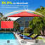 Parasol de patio 9 pi rouge brique et imperméable, 8 nervures solides, inclinaison à bouton-poussoir et manivelle pour le jardin, la terrasse, la cour, la terrasse