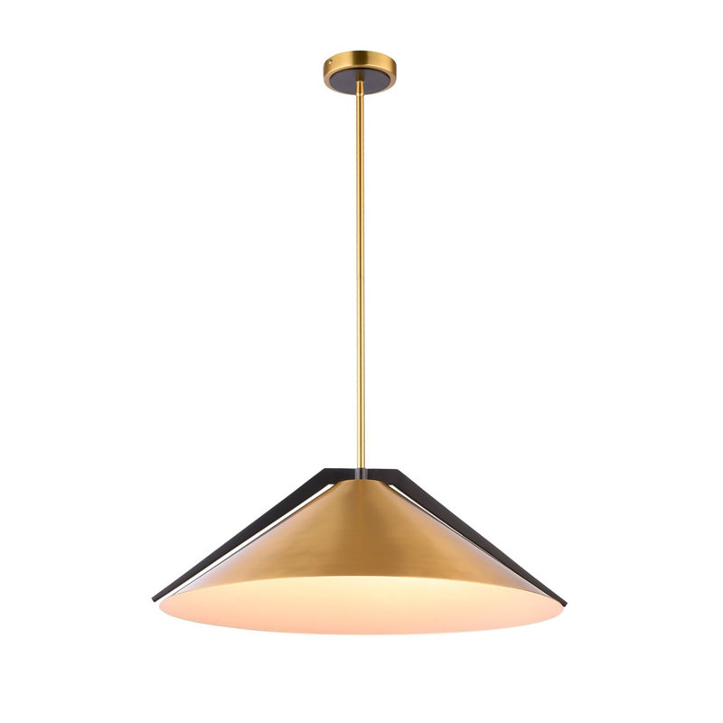 Baltic - Luminaire suspendu - 3 lumières - Noir / Laiton brossé - Abat-jour en fer, Laiton, Laiton brossé