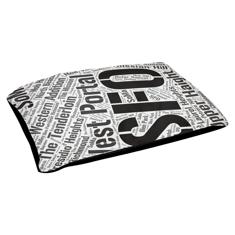 Coussin de chien « districts », Très grand (H 17 po x l 50 po x P 40 po), Noir, Los Angeles