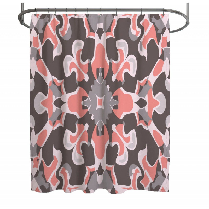 Rideau de douche rose et gris Kaléidoscope, H 93 po x l 70 po