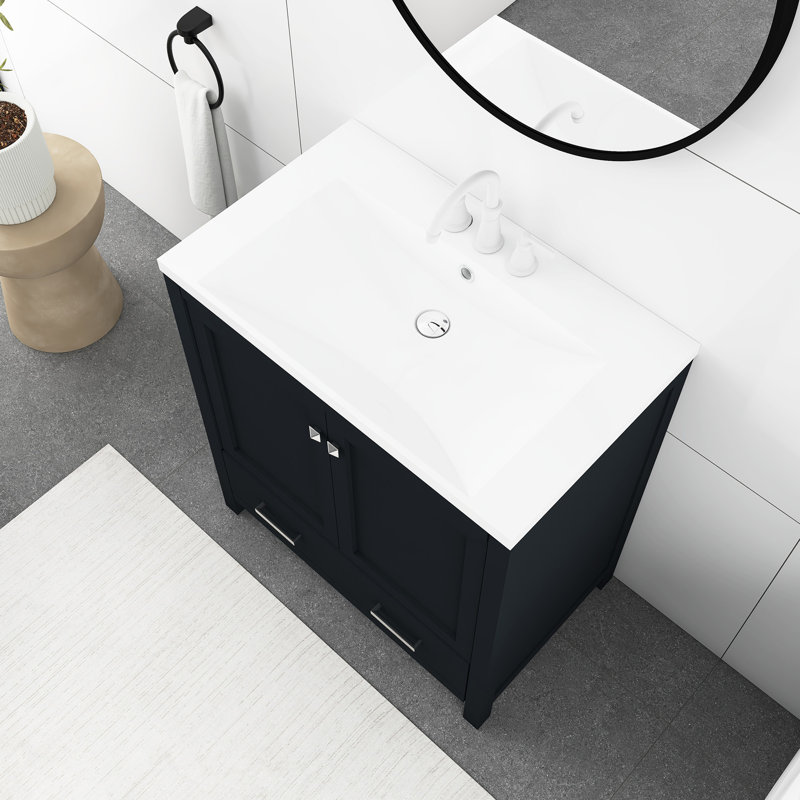 Meuble-lavabo noir 30 po avec lavabo simple